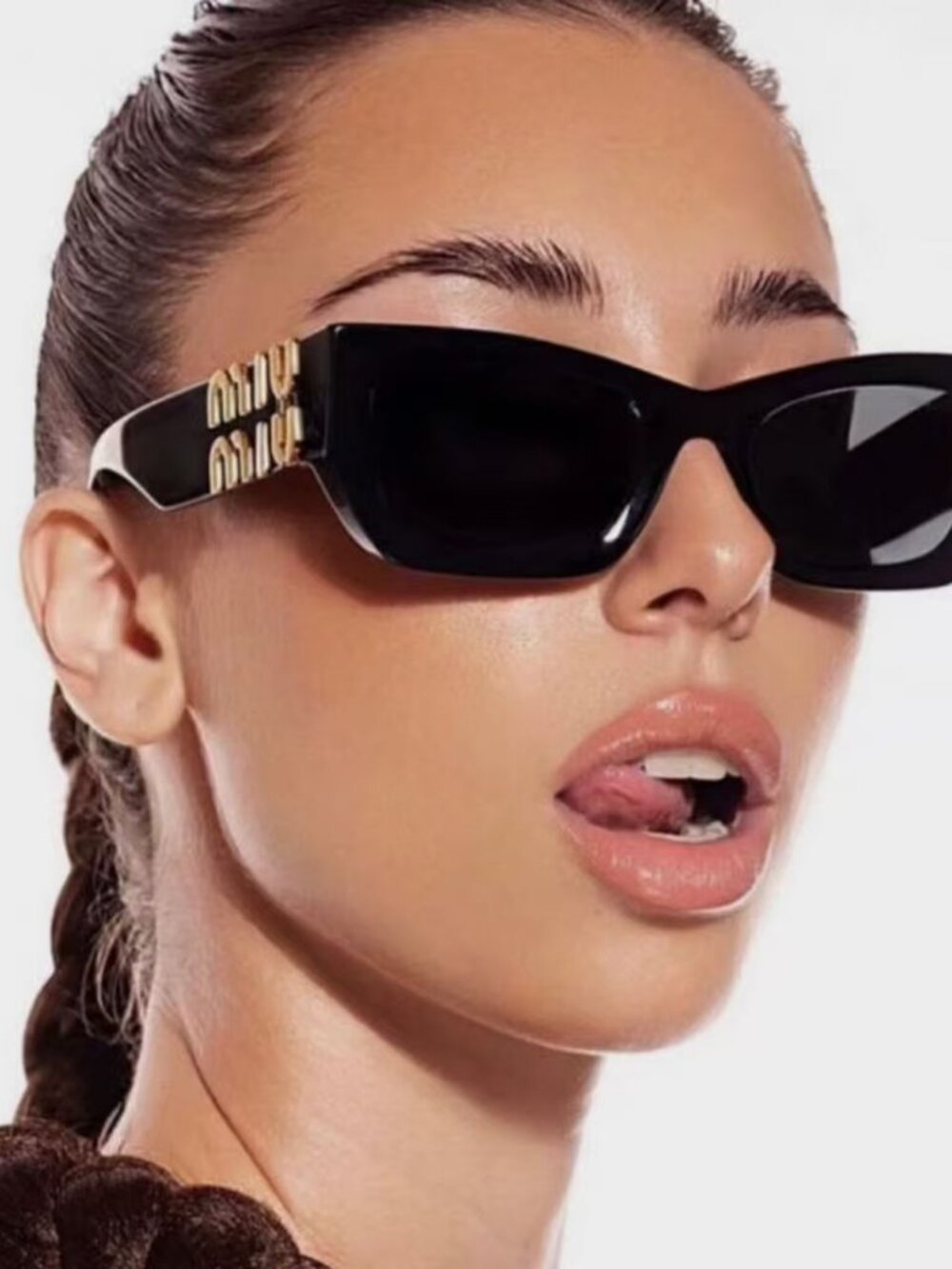 NEW Miu Miu MU09WS Black Gold Cat Eye Sunglasses-Retail price $548.